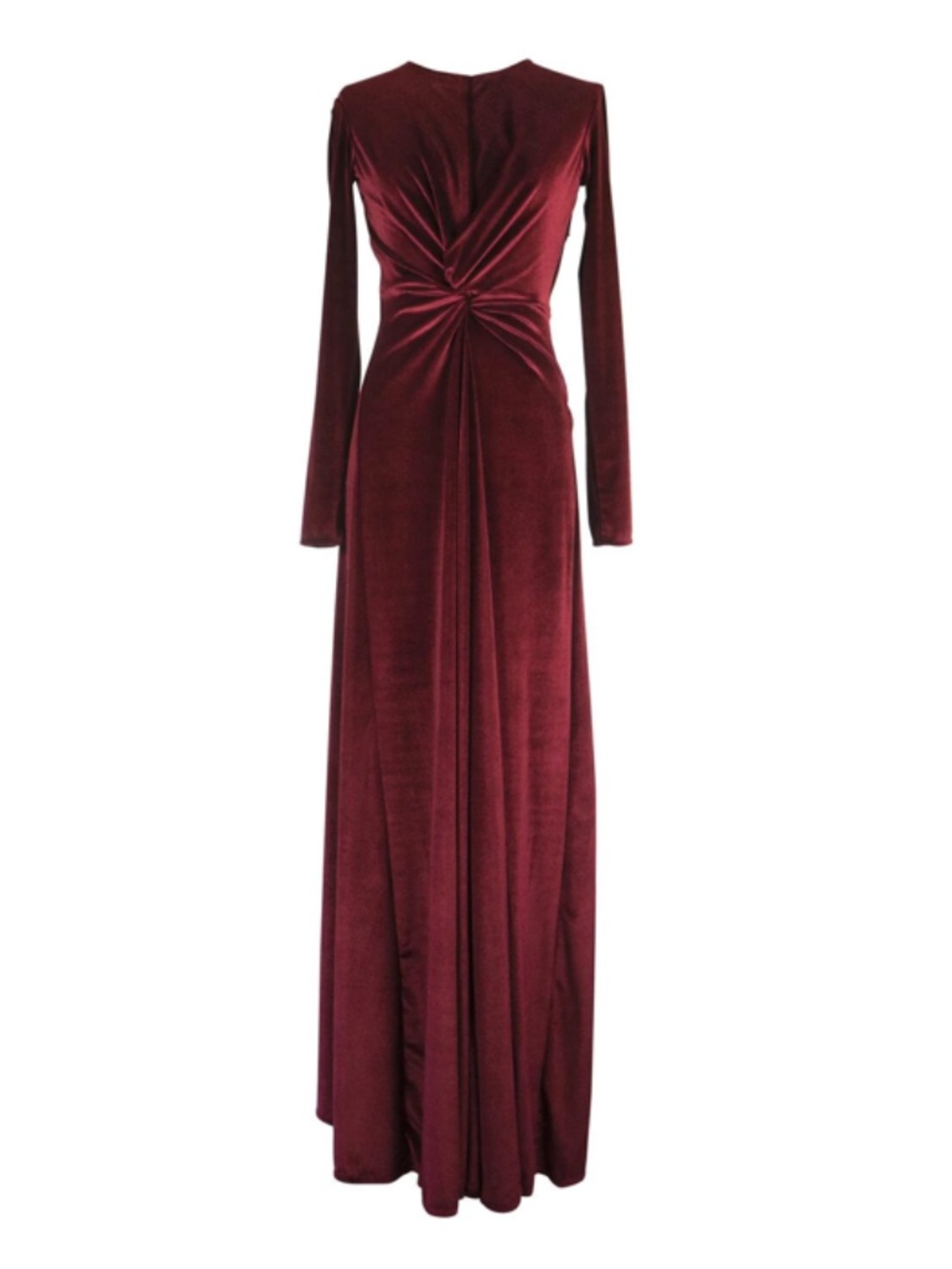 NEW Jennafer Grace Oxblood Velvet Red Maxi Long Sleeve Dress - Women's XS